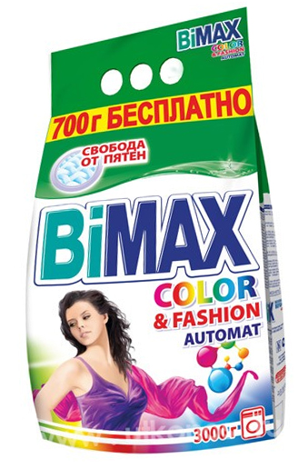 стиральный порошок  BIMAX авт. 3кг COLOR&Fashion 1/4